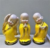 Trio de Budas em Pé Amarelo