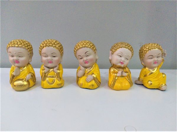 Quinteto de Budas Mini Amarelo