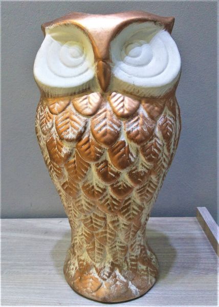 Vaso Coruja Branco e Dourado